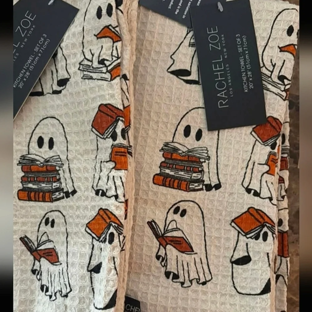 VIRAL Rachel Zoe Ghosts Reading Books Set of 3 Kitchen Hand Towels